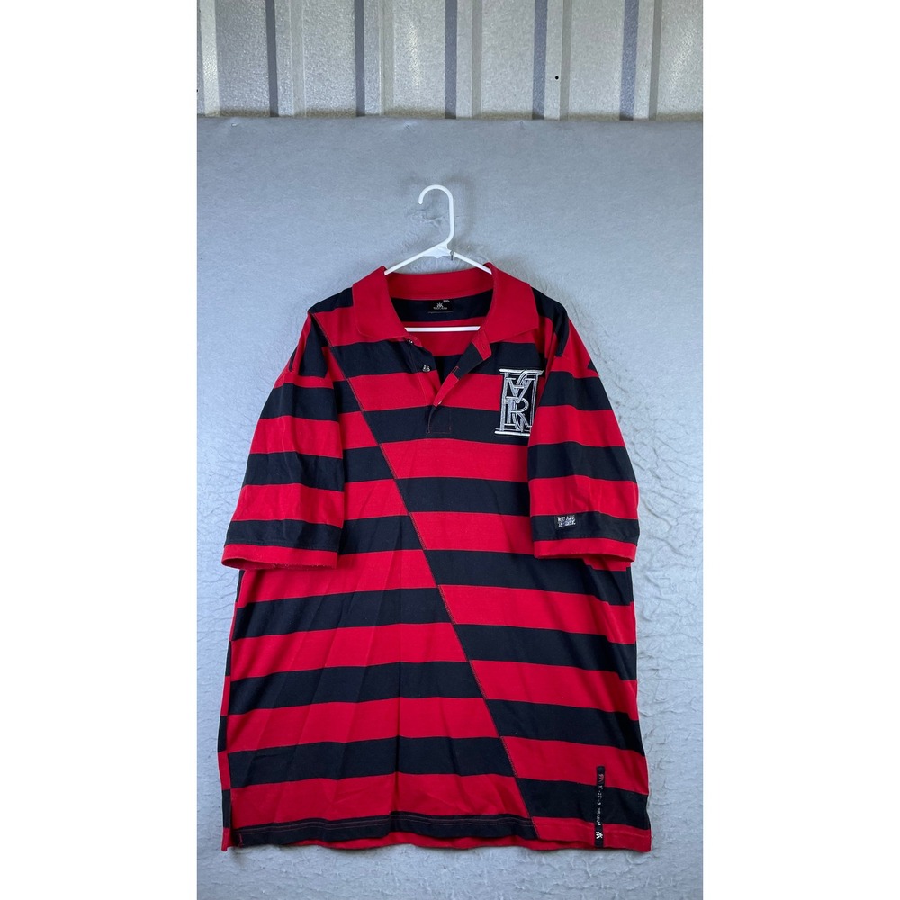 Red Ape Polo Shirt Mens 3XL Red Black Excellent Striped Short Sleeve Streetwear